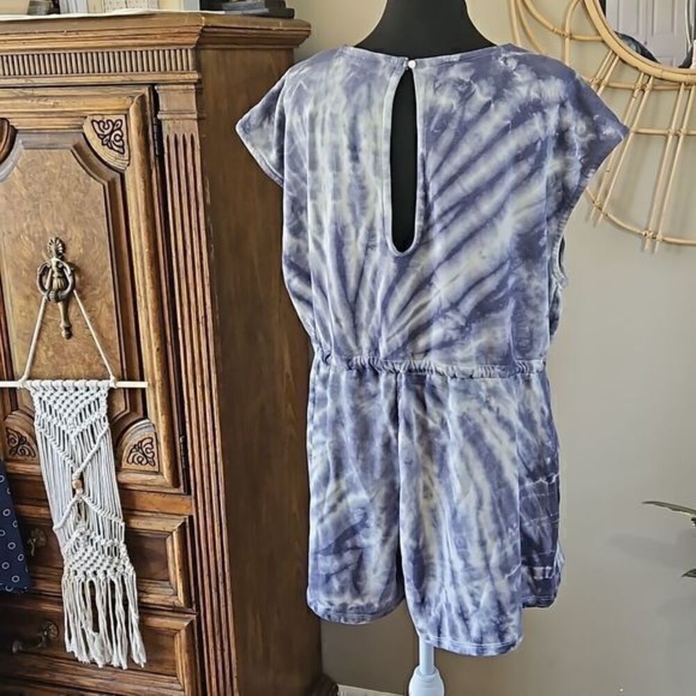 H&M Purple Cloud Tie Dye Adjustable Drawstring Waist Sleeveless Romper Sz L/XL - Picture 4 of 12